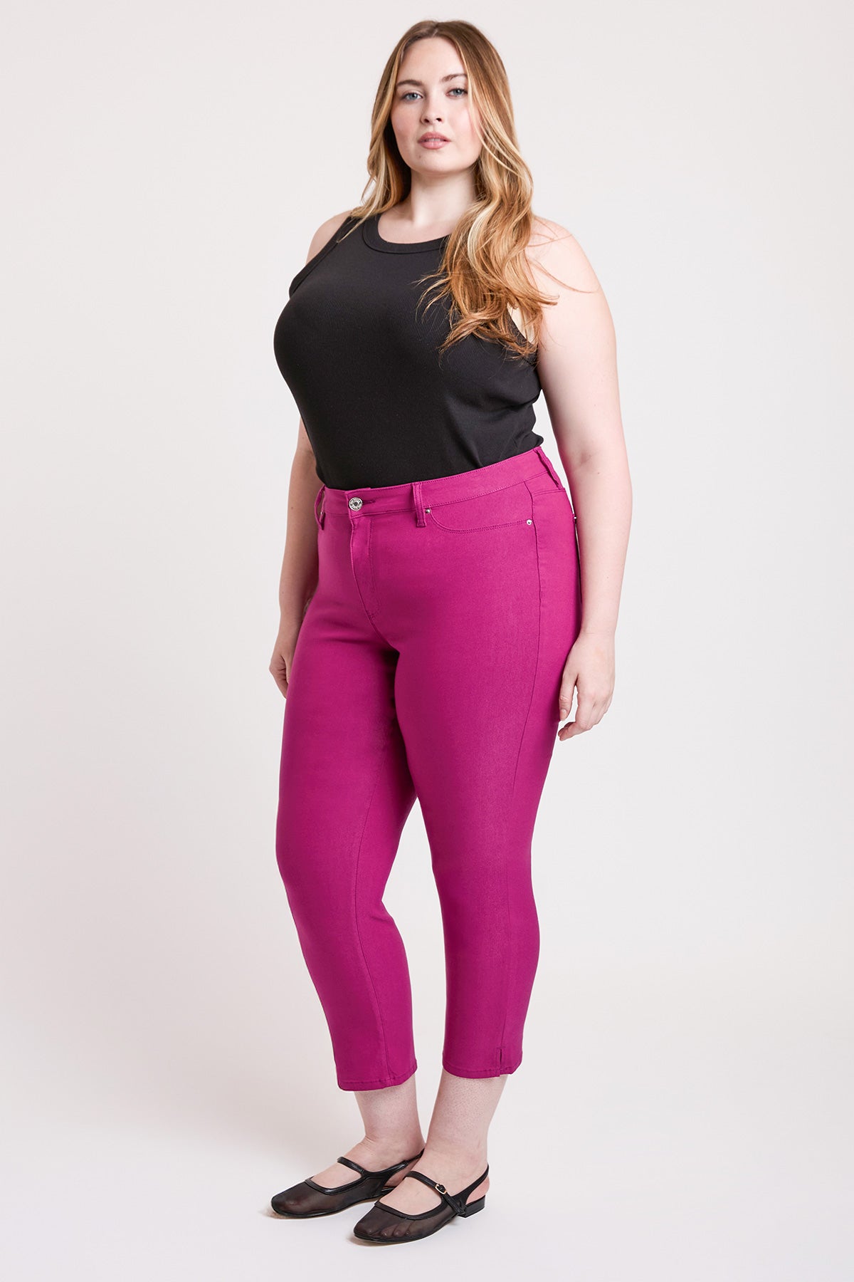Women's plus High Rise Hyperstretch Cropped Straight Pants in Dark Berry view 7 - High-Waisted - Women'S Plus Pants