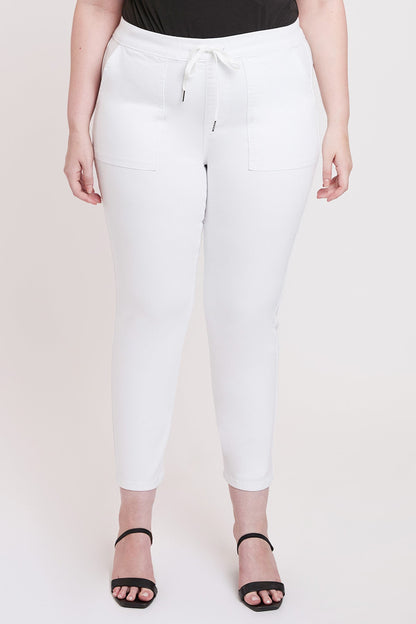 Women's plus High Rise Pull on Straight Jogger in White view 3 - High-Waisted - Womens Plus Joggers (bottom)
