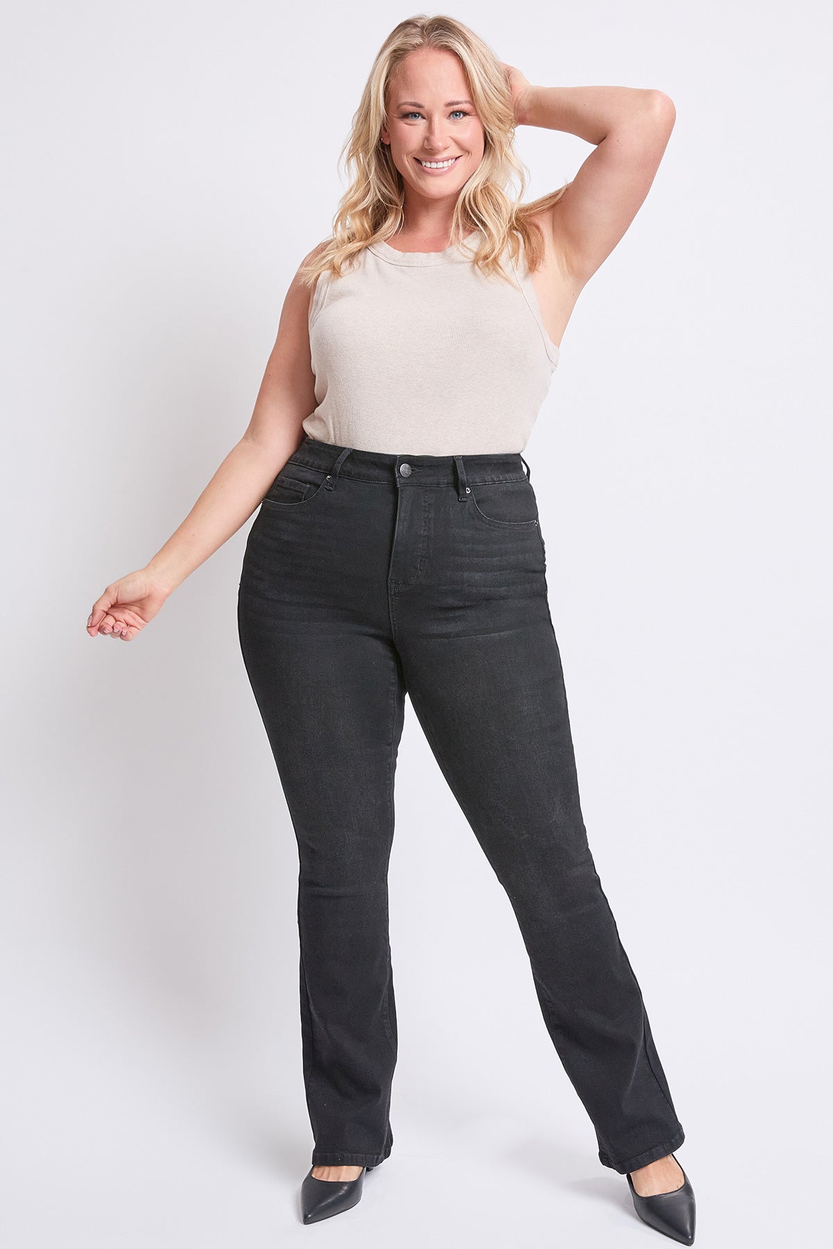 Women's plus High Rise Slim Bootcut Jeans in N Indigo Blue view 5 - High-Waisted - Women'S Plus Jeans On Sale (bottom)