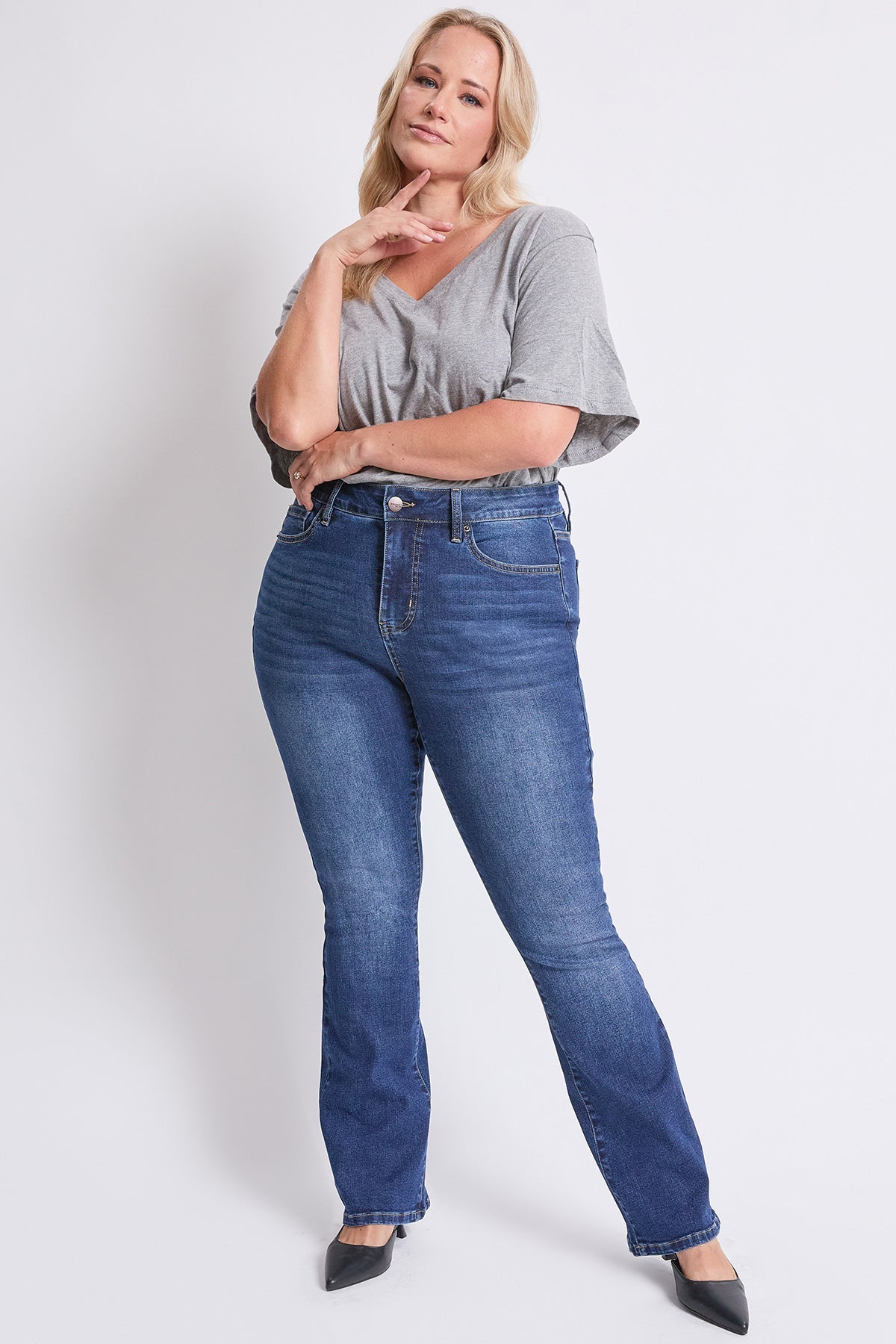 Women's plus High Rise Slim Bootcut Jeans in N Indigo Blue view 6 - High-Waisted - Women'S Plus Jeans On Sale (bottom)