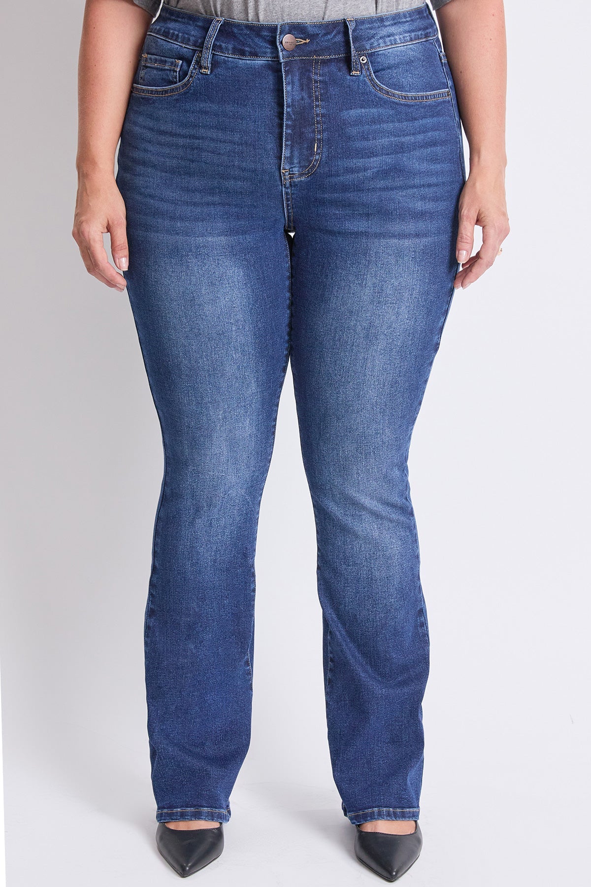 Women's plus High Rise Slim Bootcut Jeans in N Indigo Blue view 7 - High-Waisted - Women'S Plus Jeans On Sale (bottom)