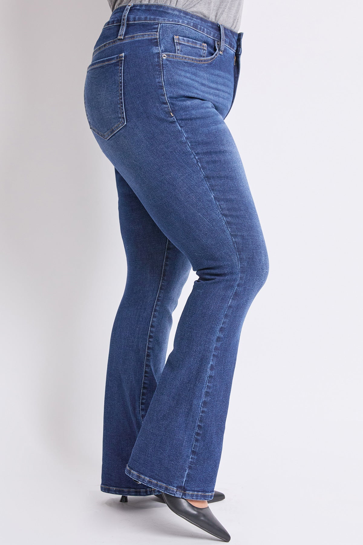 Women's plus High Rise Slim Bootcut Jeans in N Indigo Blue view 8 - High-Waisted - Women'S Plus Jeans On Sale (bottom)