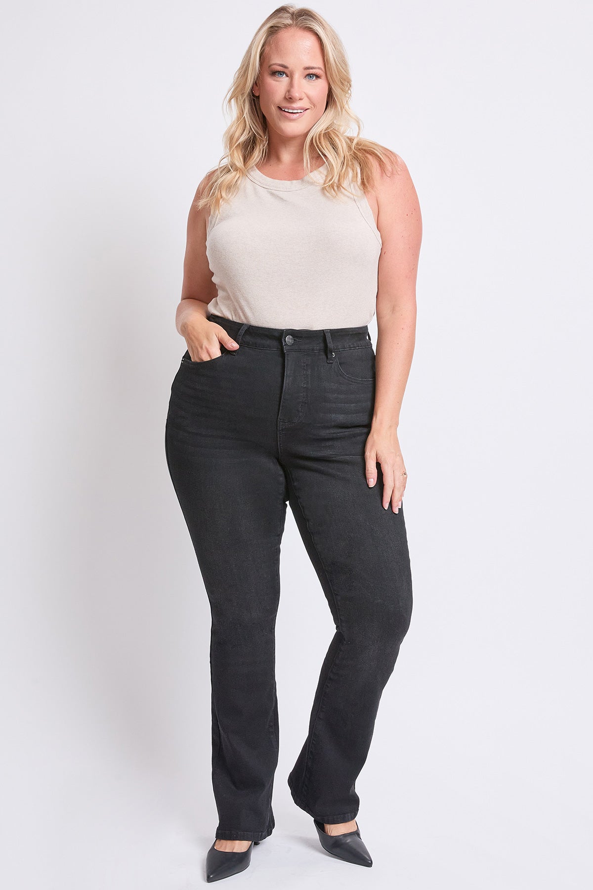 Women's plus High Rise Slim Bootcut Jeans in W Black - High-Waisted - Women'S Plus Jeans On Sale (bottom)