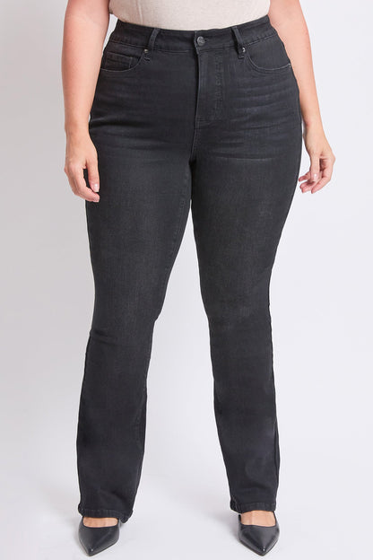 Women's plus High Rise Slim Bootcut Jeans in W Black view 2 - High-Waisted - Women'S Plus Jeans On Sale (bottom)