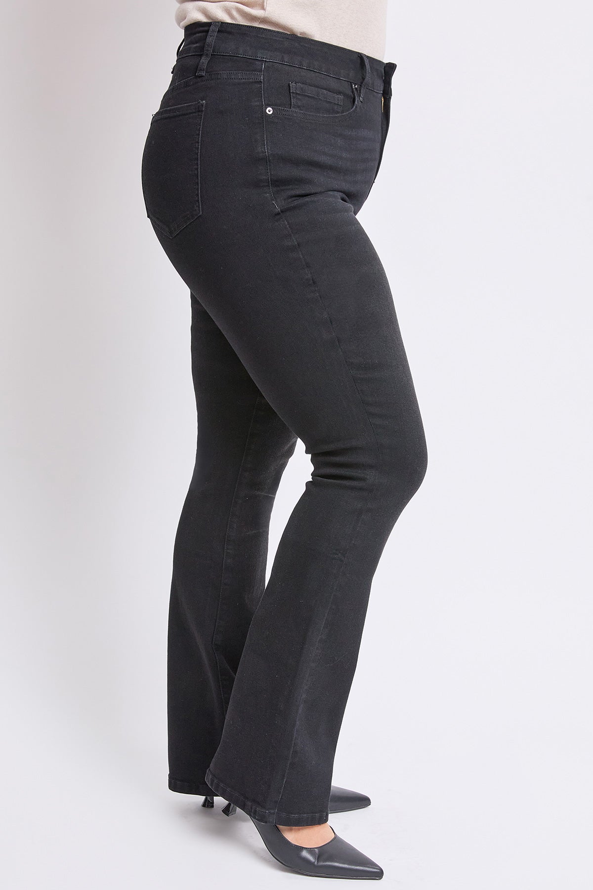 Women's plus High Rise Slim Bootcut Jeans in W Black view 3 - High-Waisted - Women'S Plus Jeans On Sale (bottom)