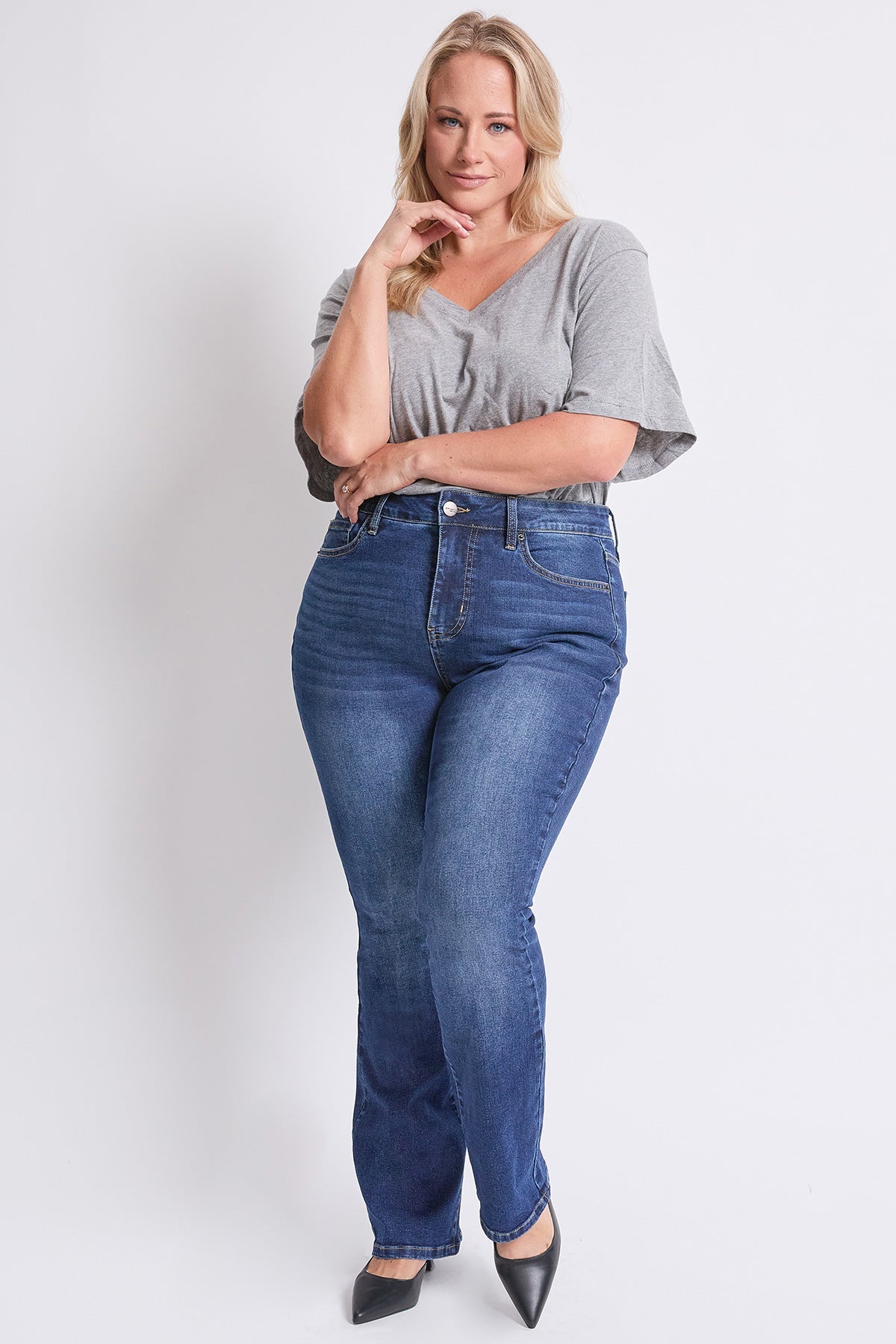 Women's plus High Rise Slim Bootcut Jeans view 10 - High-Waisted - Women'S Plus Jeans On Sale (bottom)
