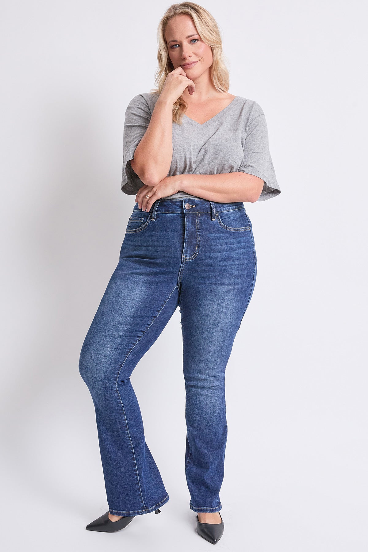 Women's plus High Rise Slim Bootcut Jeans view 11 - High-Waisted - Women'S Plus Jeans On Sale (bottom)