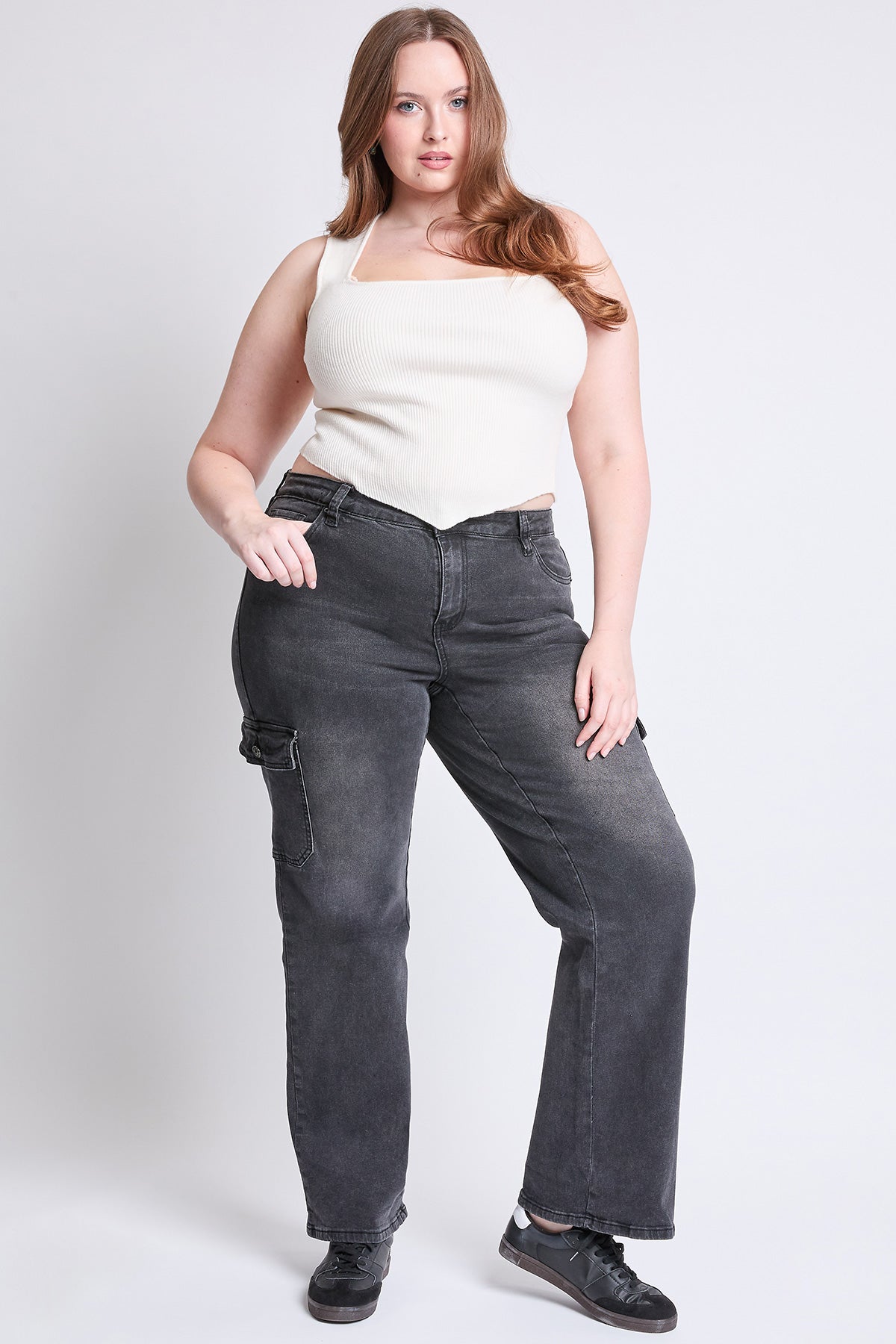 Women's plus High Rise Wide Leg Skater Cargo Jeans view 13 - High-Waisted - Women'S Plus Jeans On Sale (bottom)