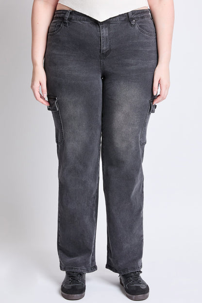 Women's plus High Rise Wide Leg Skater Cargo Jeans view 9 - High-Waisted - Women'S Plus Jeans On Sale (bottom)