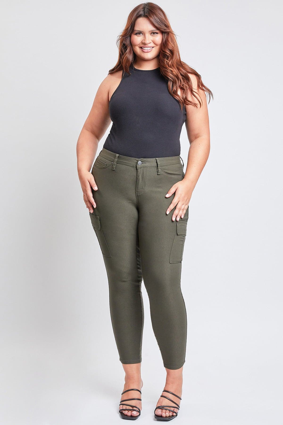 Women's plus Hyperstretch Skinny Cargo Pants in Dark Olive - Comfort Stretch - Women'S Plus Pants (bottom)
