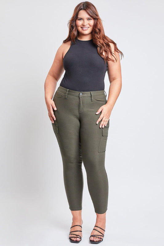 Women's plus Hyperstretch Skinny Cargo Pants in Dark Olive - Comfort Stretch - Women'S Plus Pants (bottom)