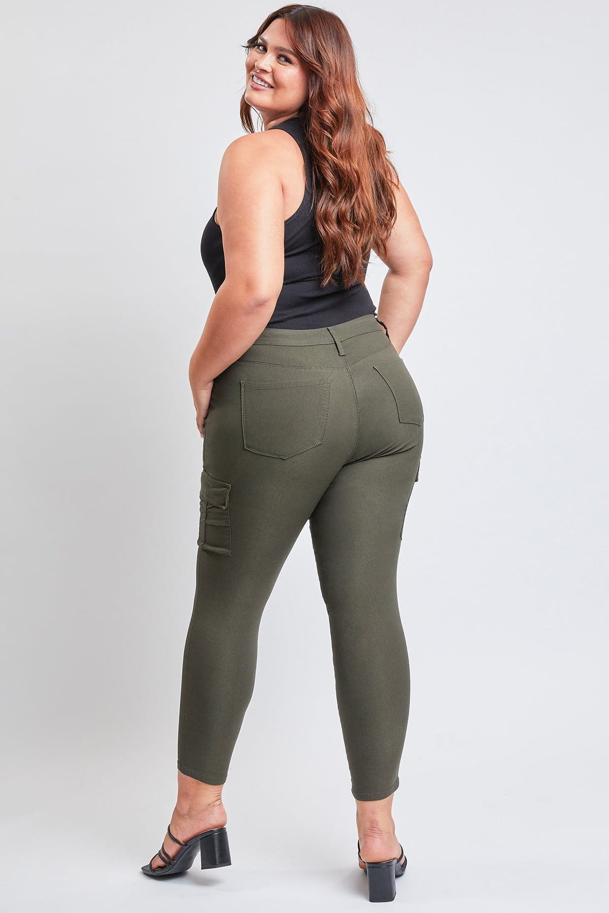 Women's plus Hyperstretch Skinny Cargo Pants in Dark Olive view 2 - Comfort Stretch - Women'S Plus Pants (bottom)