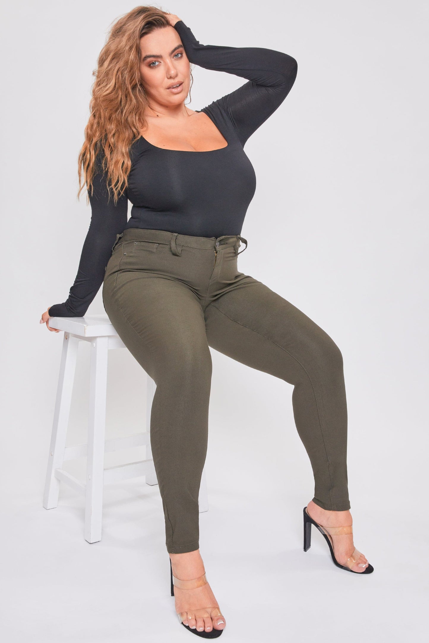 Women's plus Hyperstretch Skinny Pants in Olive view 21 - Comfort Stretch - Women'S Plus Pants (bottom)