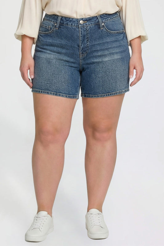 Women's plus Luxe Essential Short in N Indigo Blue view 2 - Womens Plus Shorts (bottom)