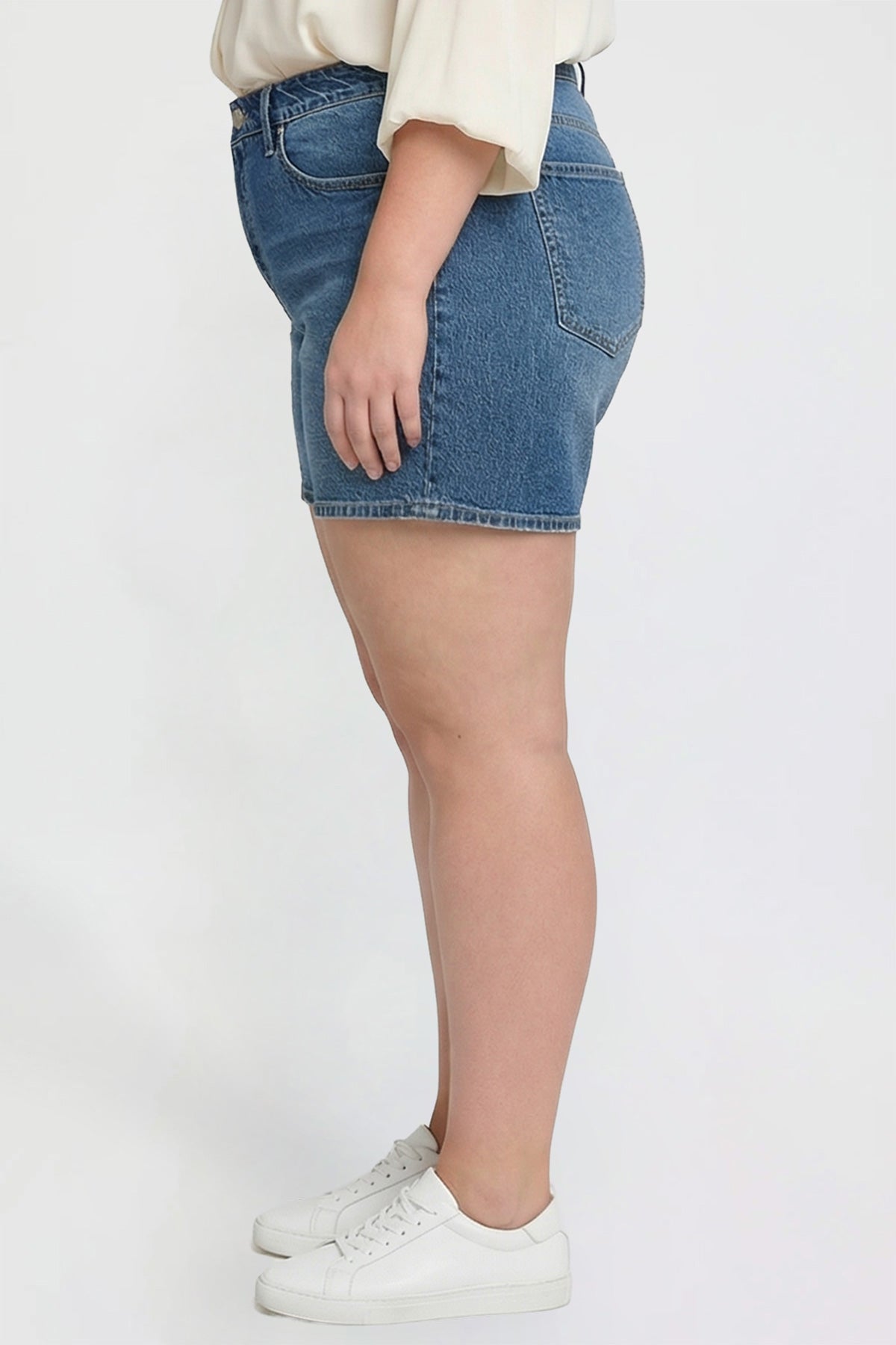 Women's plus Luxe Essential Short in N Indigo Blue view 3 - Womens Plus Shorts (bottom)