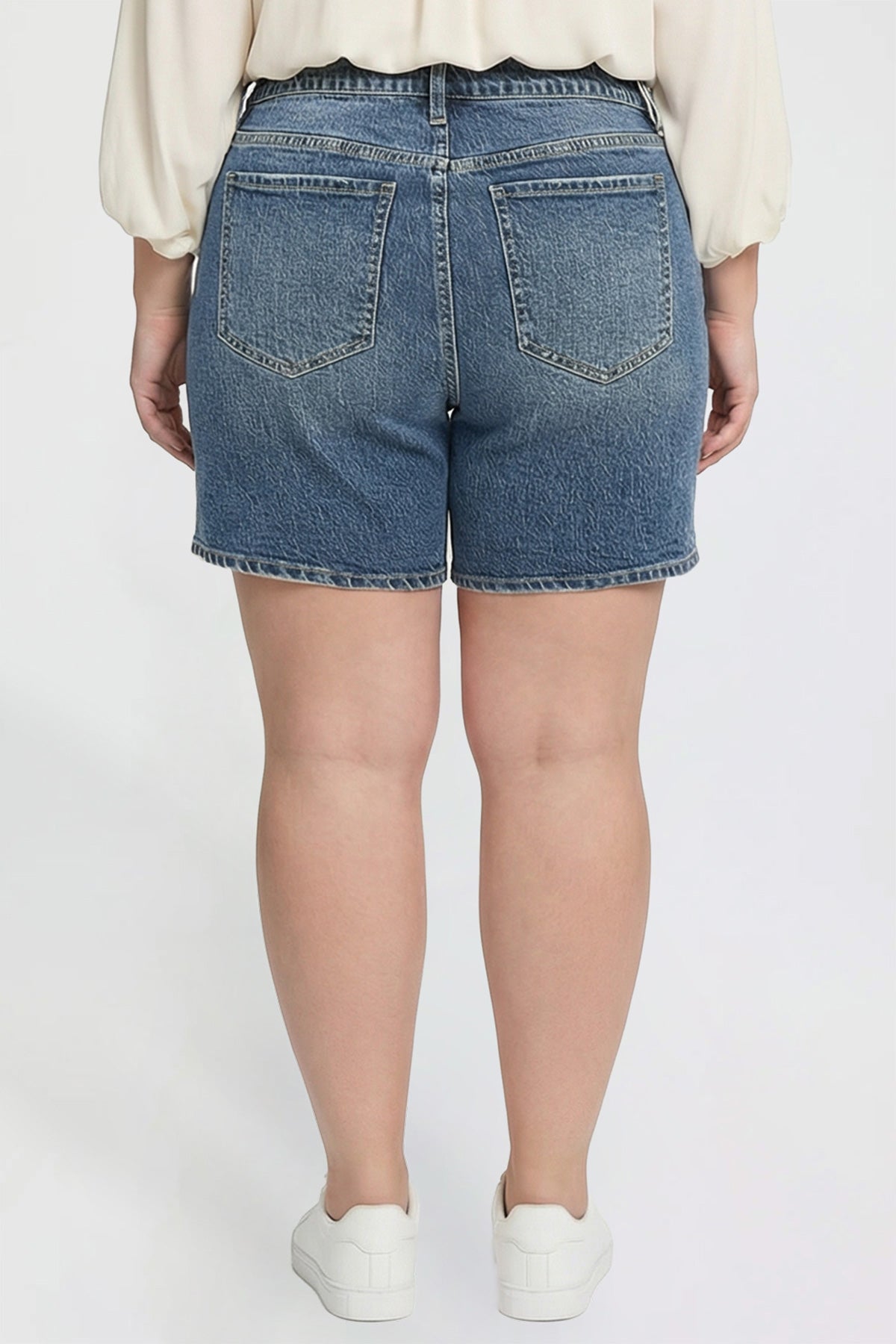 Women's plus Luxe Essential Short in N Indigo Blue view 4 - Womens Plus Shorts (bottom)