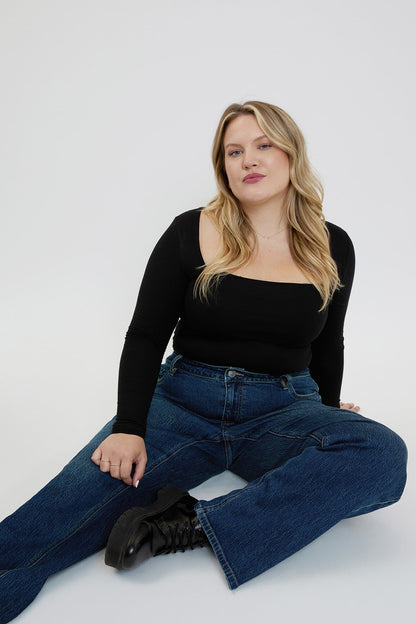 Women's plus Luxe Wide Leg Jeans in T Tinted Blue Rips view 7 - Women'S Plus Jeans On Sale (bottom)