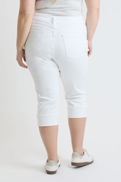 Women's plus Premium Stretch Cuff Essential Capri in K White view 4 - Comfort Stretch - Womens Plus Capris (bottom)