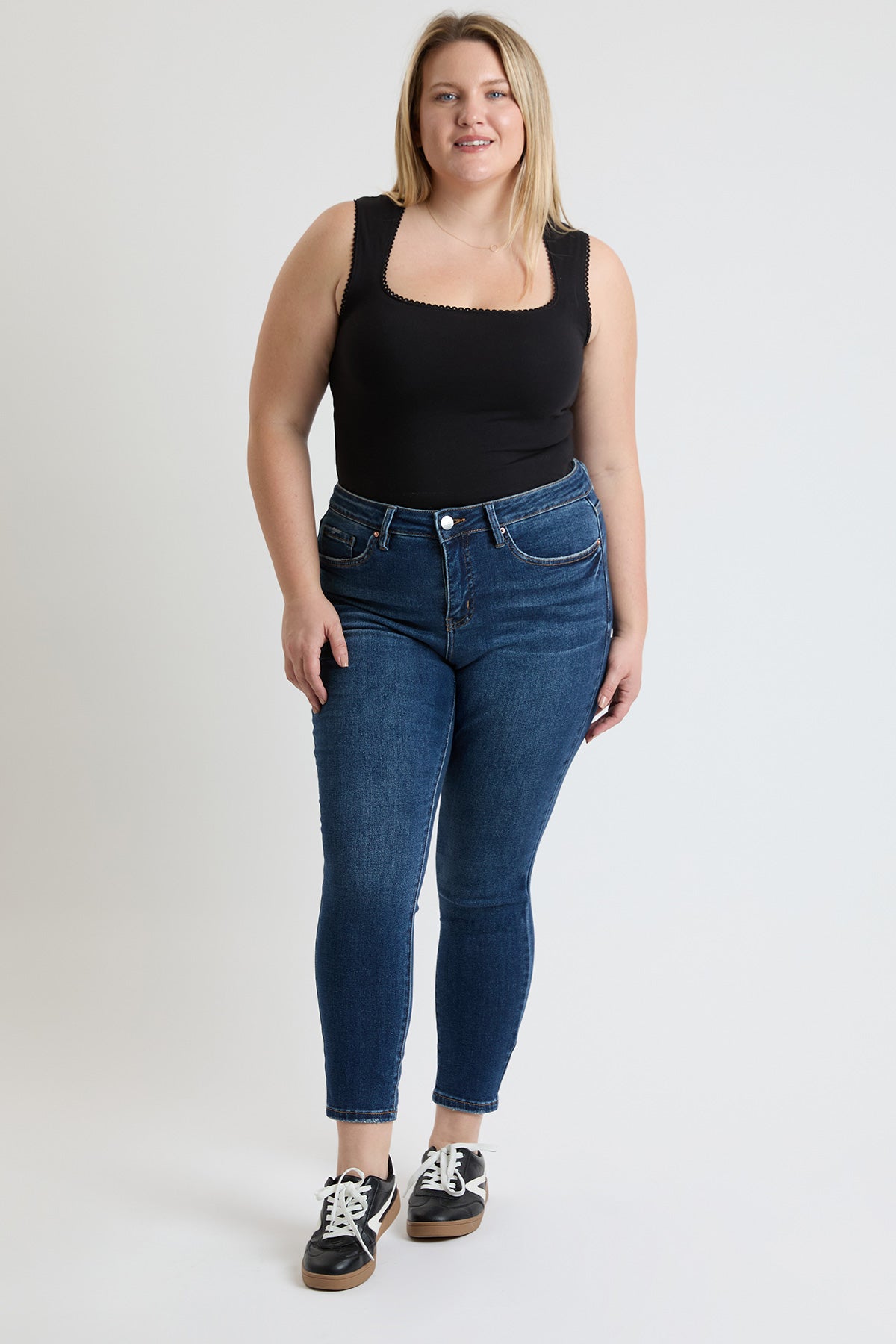 Women's plus Premium Stretch Skinny Jean in S Midnight Sky Blue - Comfort Stretch - Womens Plus Jeans (bottom)