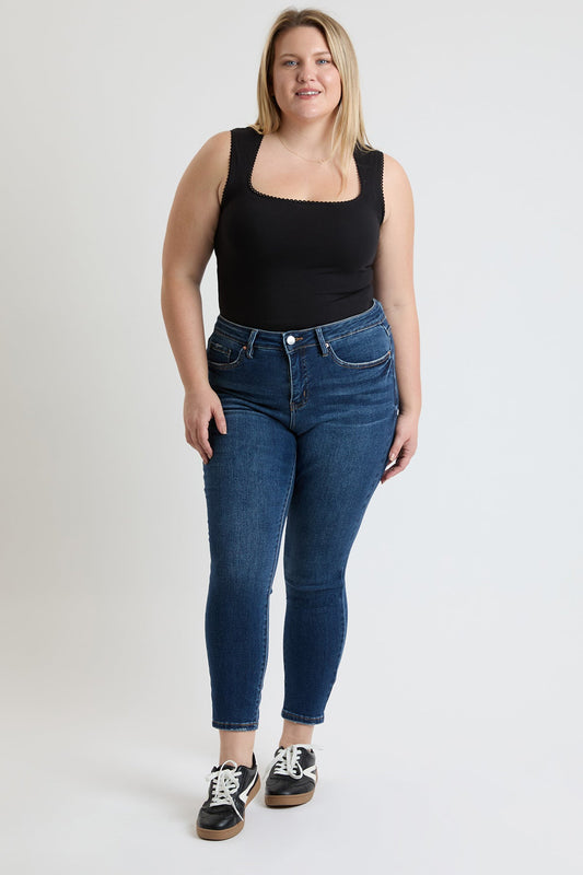Women's plus Premium Stretch Skinny Jean in S Midnight Sky Blue - Comfort Stretch - Womens Plus Jeans (bottom)