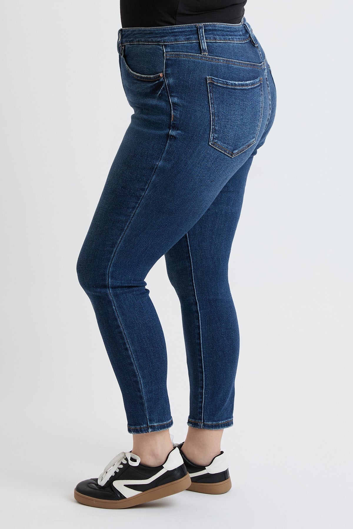 Women's plus Premium Stretch Skinny Jean in S Midnight Sky Blue view 3 - Comfort Stretch - Womens Plus Jeans (bottom)