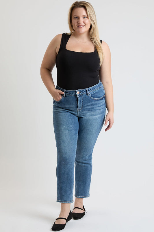 Women's plus Premium Stretch Slim Straight Jeans in T Tinted Blue - Comfort Stretch - Women'S Plus Jeans On Sale