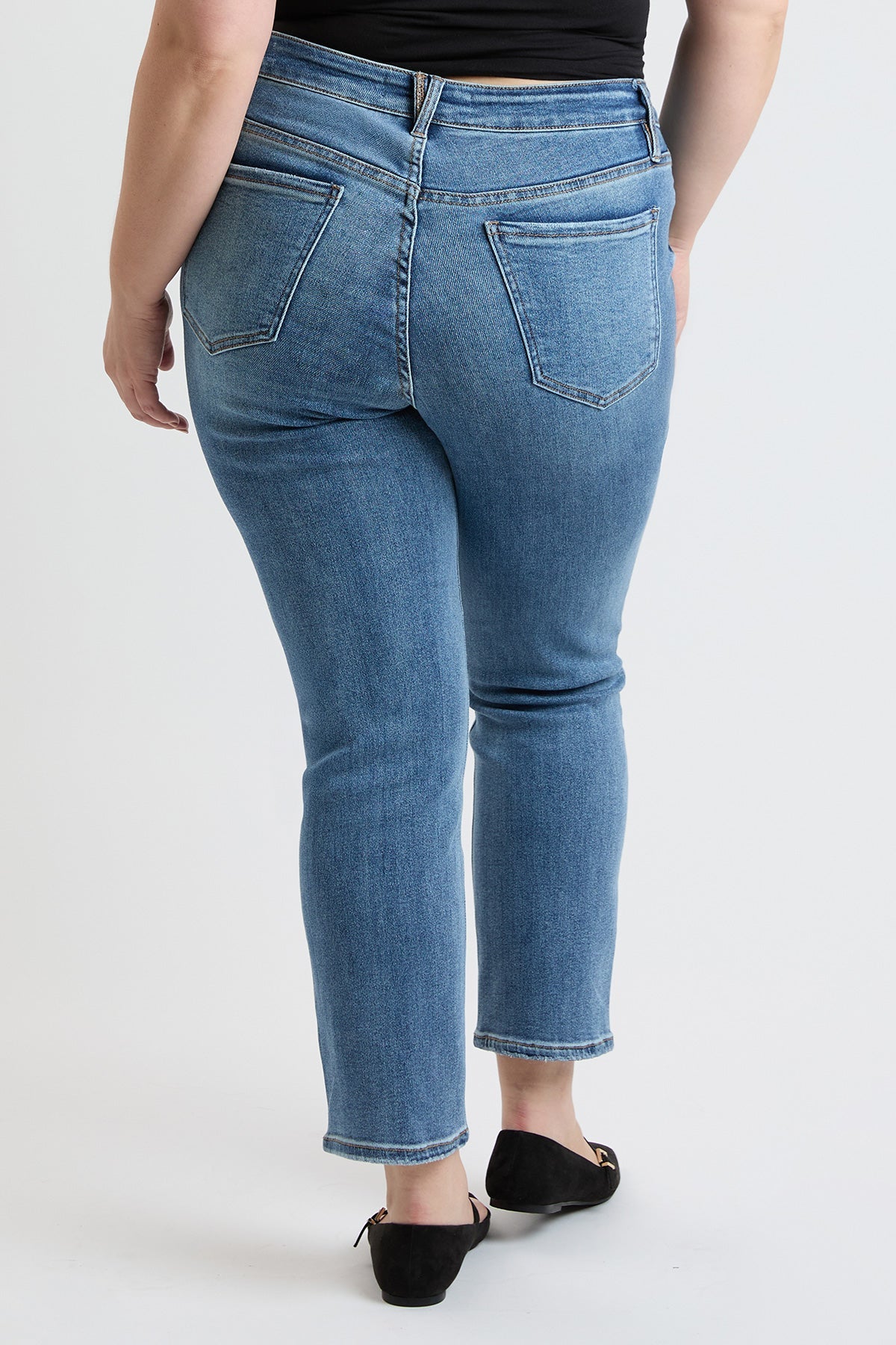 Women's plus Premium Stretch Slim Straight Jeans in T Tinted Blue view 4 - Comfort Stretch - Women'S Plus Jeans On Sale