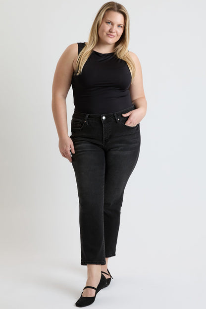 Women's plus Premium Stretch Slim Straight Jeans in W Black view 7 - Comfort Stretch - Women'S Plus Jeans On Sale