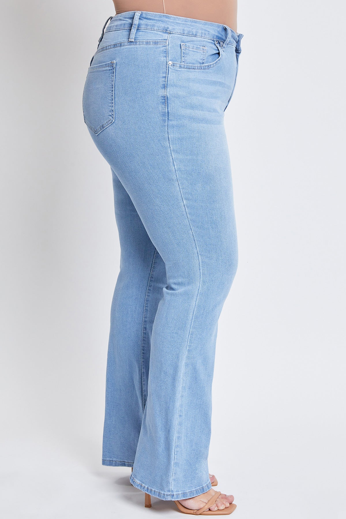 Women's plus Size Basic Flare Jeans in L Light Blue view 3 - Curvy Fit - Women'S Plus Jeans On Sale (bottom)