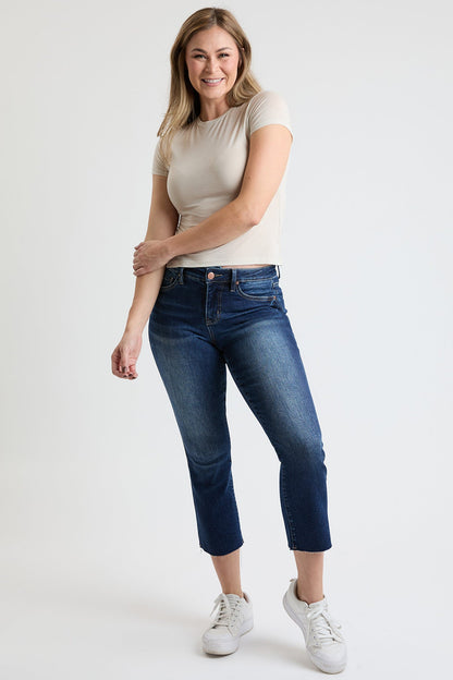 Women's Premium Stretch Cropped Kick Flare in S Midnight Sky Blue - Comfort Stretch (bottom)