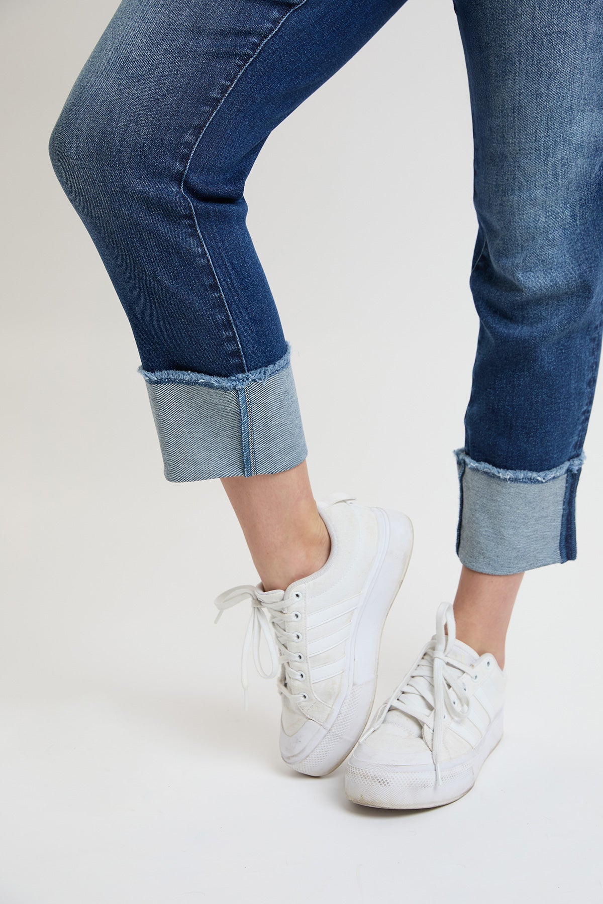 Women's Premium Stretch Cropped Mega Cuff Jeans in N Indigo Blue view 12 - Comfort Stretch - Women'S Premium Jeans