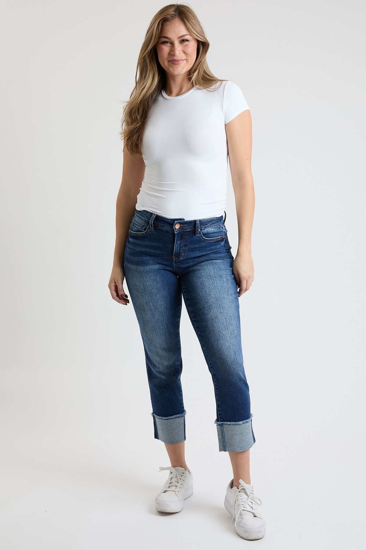 Women's Premium Stretch Cropped Mega Cuff Jeans in L Light Blue view 6 - Comfort Stretch - Women'S Premium Jeans