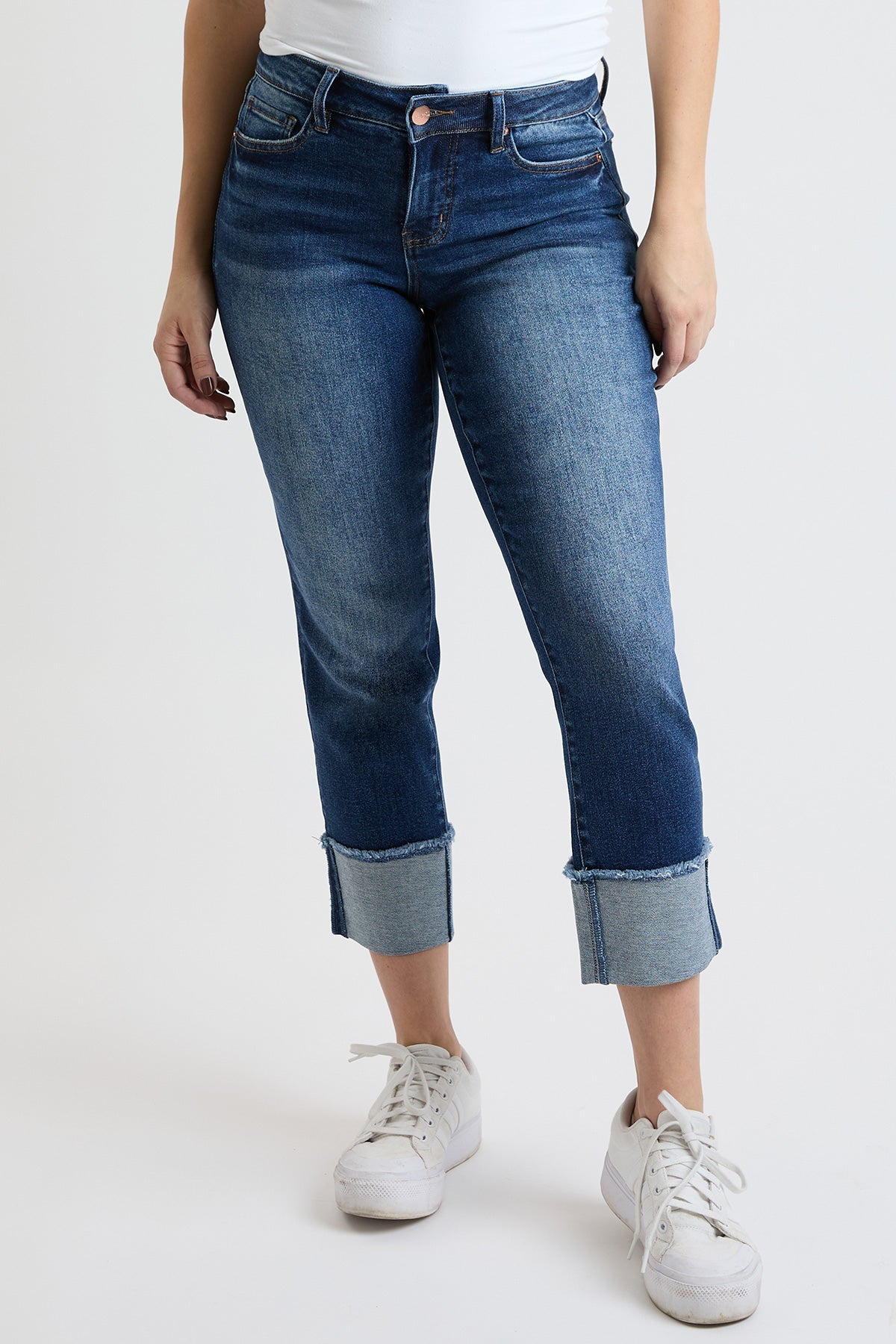 Women's Premium Stretch Cropped Mega Cuff Jeans in N Indigo Blue view 7 - Comfort Stretch - Women'S Premium Jeans