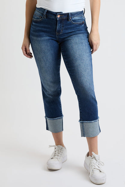 Women's Premium Stretch Cropped Mega Cuff Jeans in N Indigo Blue view 7 - Comfort Stretch - Women'S Premium Jeans
