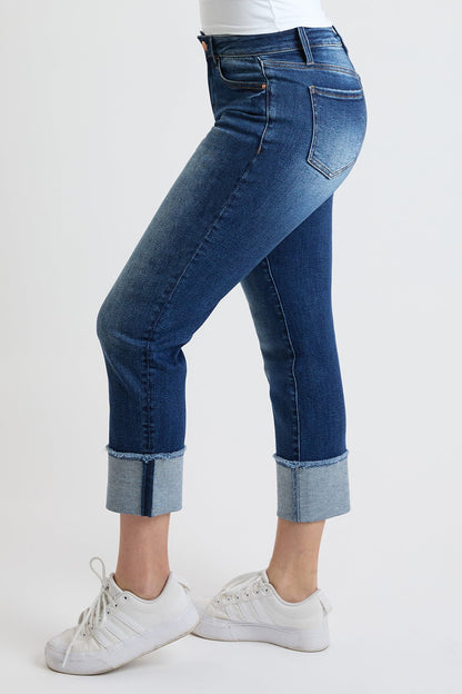 Women's Premium Stretch Cropped Mega Cuff Jeans in N Indigo Blue view 8 - Comfort Stretch - Women'S Premium Jeans