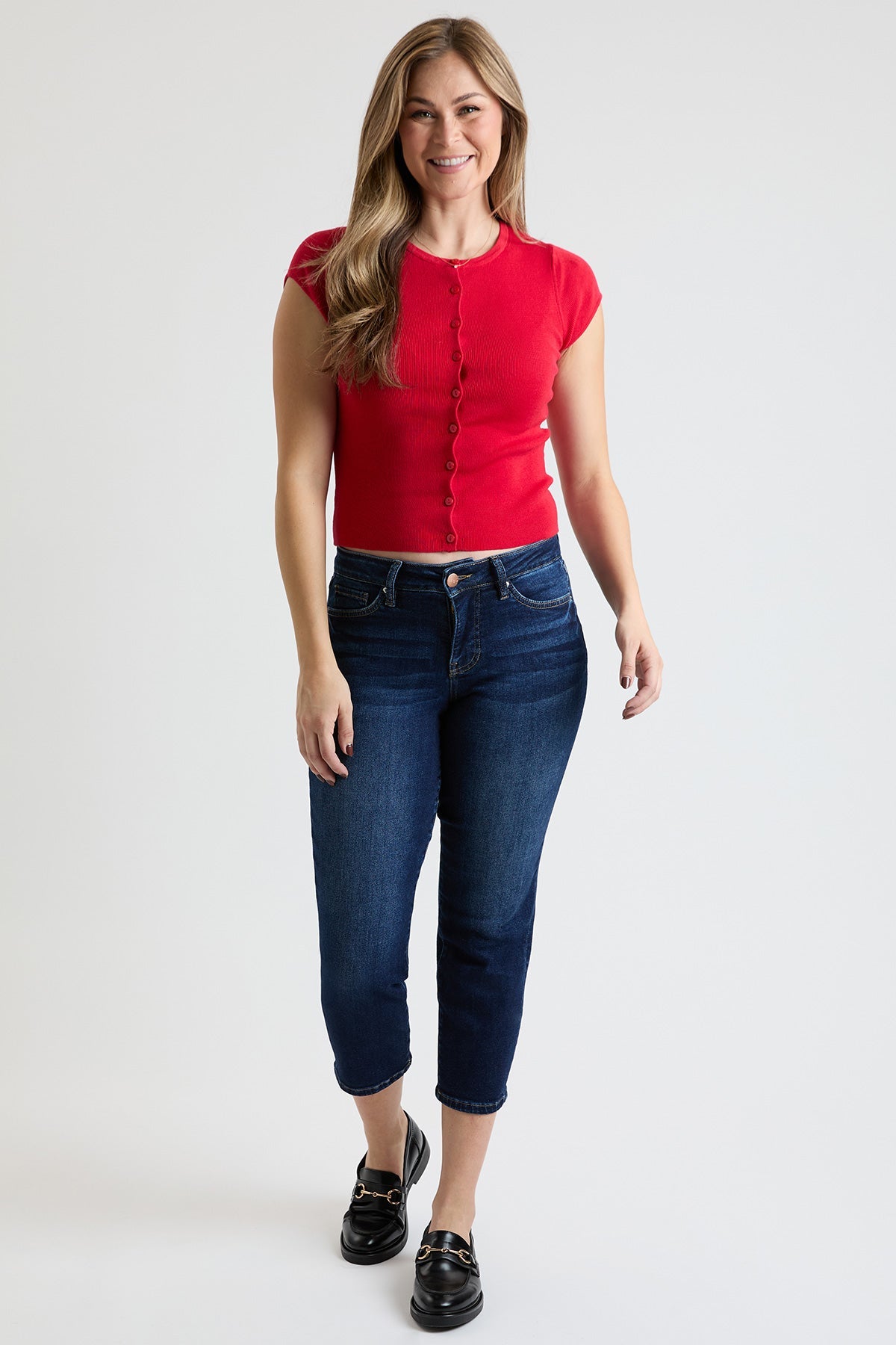Women's Premium Stretch Cropped Slim Straight in S Midnight Sky Blue - Comfort Stretch (bottom)