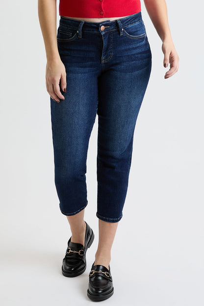 Women's Premium Stretch Cropped Slim Straight in S Midnight Sky Blue view 2 - Comfort Stretch (bottom)