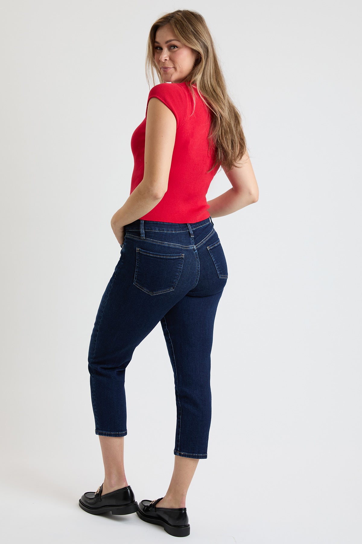 Women's Premium Stretch Cropped Slim Straight in T Tinted Blue view 7 - Comfort Stretch (bottom)