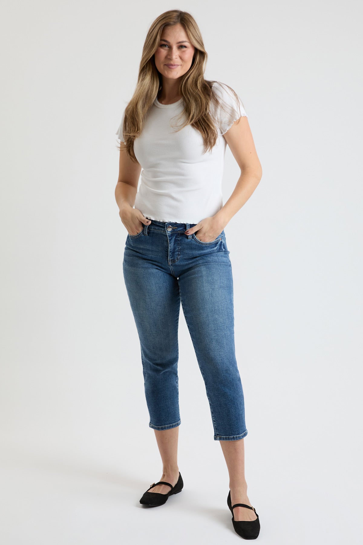 Women's Premium Stretch Cropped Slim Straight in T Tinted Blue view 8 - Comfort Stretch (bottom)