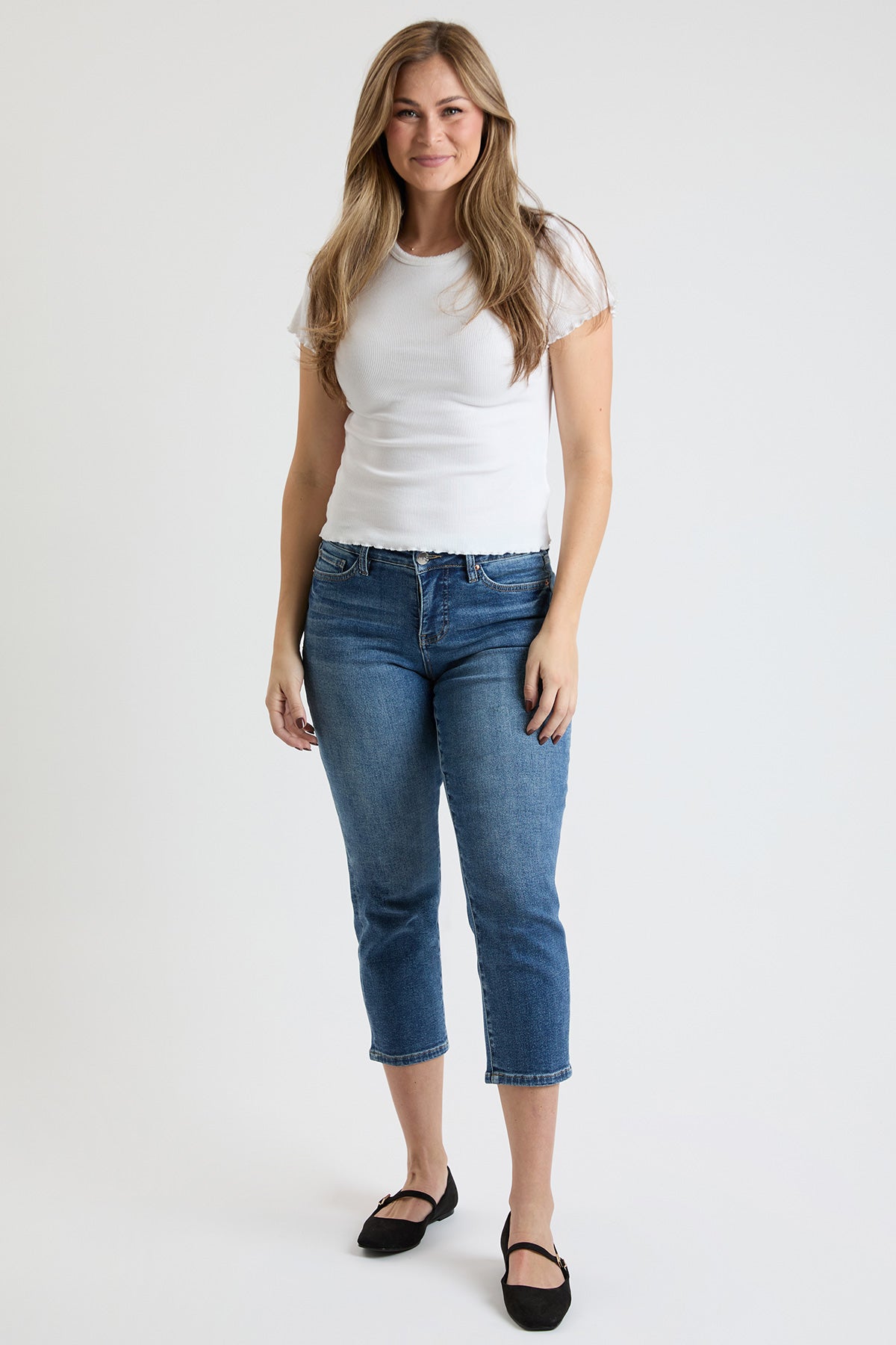 Women's Premium Stretch Cropped Slim Straight view 14 - Comfort Stretch - Women'S Premium Ribcage Straight Ankle Jeans