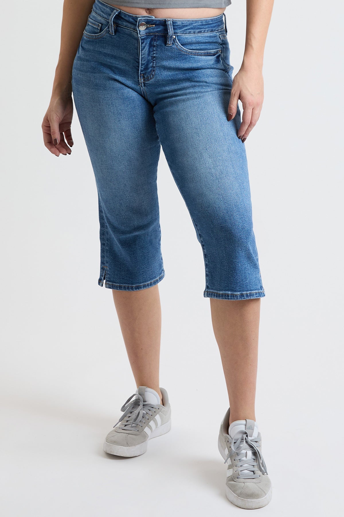 Women's Premium Stretch Essential Capri in M Medium Blue view 2 - Comfort Stretch (bottom)
