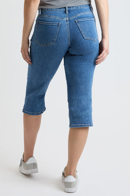 Women's Premium Stretch Essential Capri in M Medium Blue view 5 - Comfort Stretch (bottom)