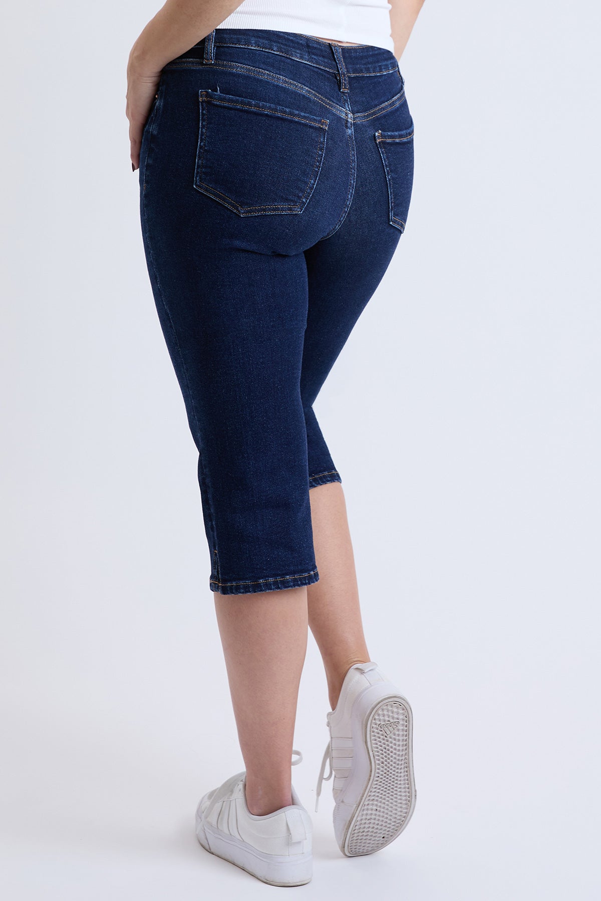Women's Premium Stretch Essential Capri in S Midnight Sky Blue view 12 - Comfort Stretch (bottom)