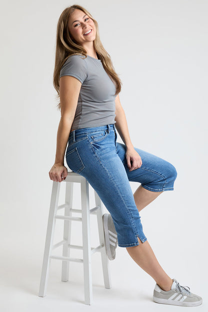 Women's Premium Stretch Essential Capri in S Midnight Sky Blue view 7 - Comfort Stretch (bottom)