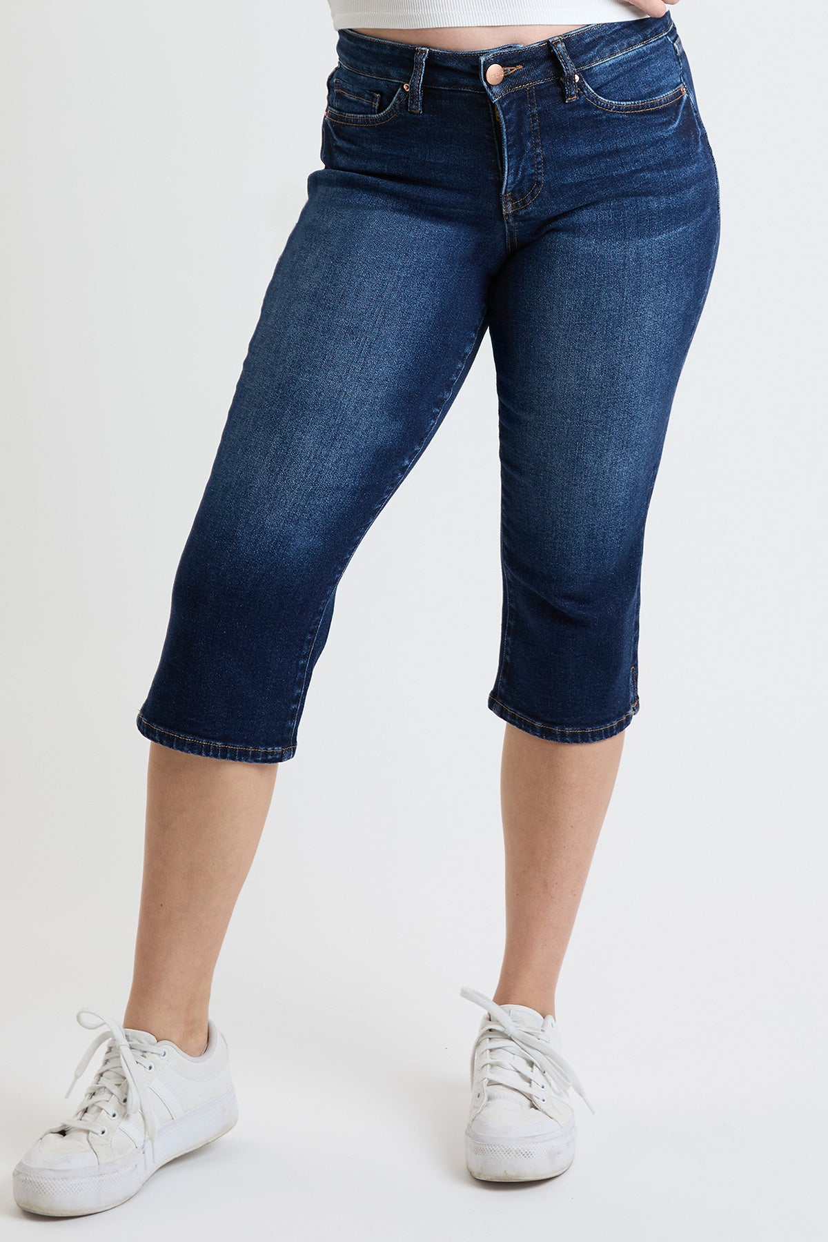 Women's Premium Stretch Essential Capri in S Midnight Sky Blue view 9 - Comfort Stretch (bottom)
