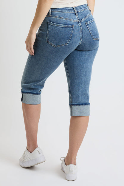 Women's Premium Stretch Essential Cuff Capri in T Tinted Blue view 5 - Comfort Stretch (bottom)