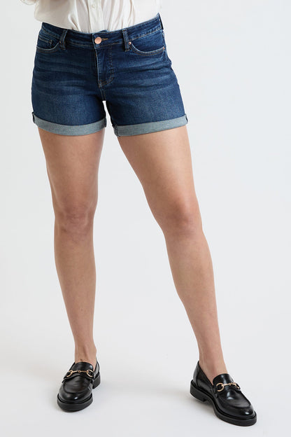 Women's Premium Stretch Fold-over Cuff Shorts in S Midnight Sky Blue view 10 - Comfort Stretch - Women Premium Shorts