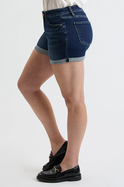 Women's Premium Stretch Fold-over Cuff Shorts in S Midnight Sky Blue view 12 - Comfort Stretch - Women Premium Shorts