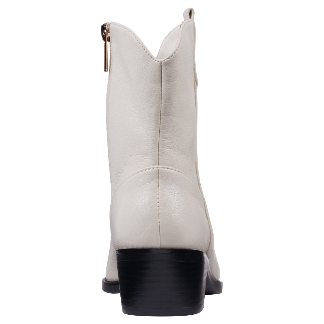 Women's Qakley Off White Bootie Off White view 4 (shoe) - white bootie, off white bootie - shop at us.meeeshop