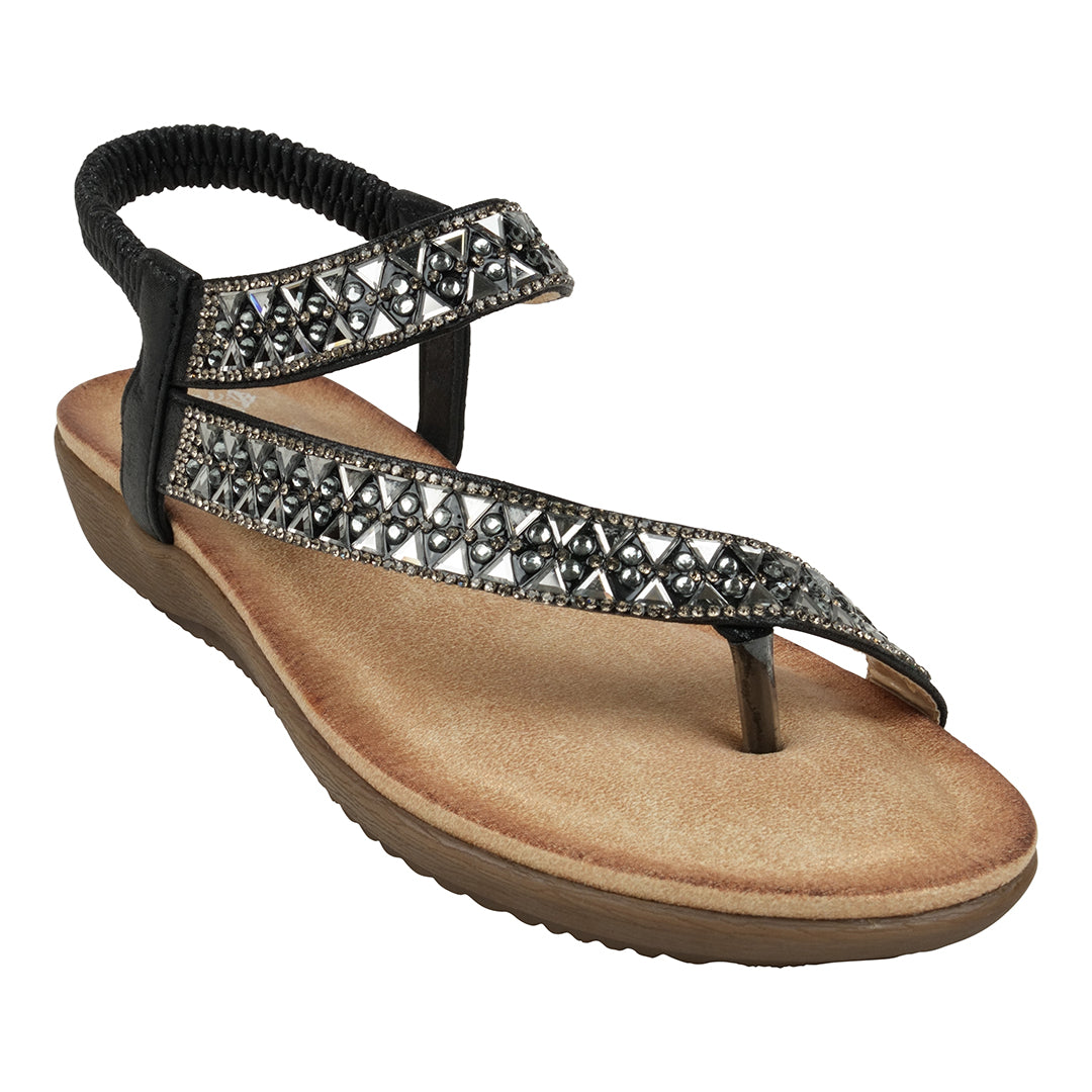 Women's Reille Black Jeweled Slingback Flat Sandals Black (bag) - women's sandals rei, women's rei sand - shop at us.meeeshop